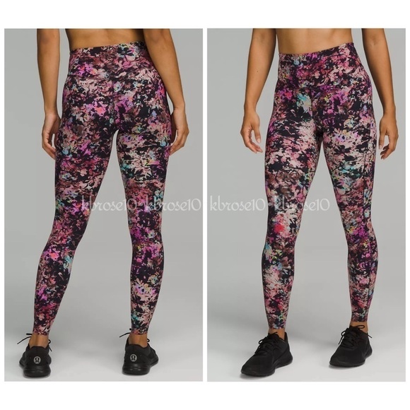 lululemon Base Pace High-Rise Tight 28” NWT Stencil Blossom Red Multi Size 2 - Picture 1 of 9